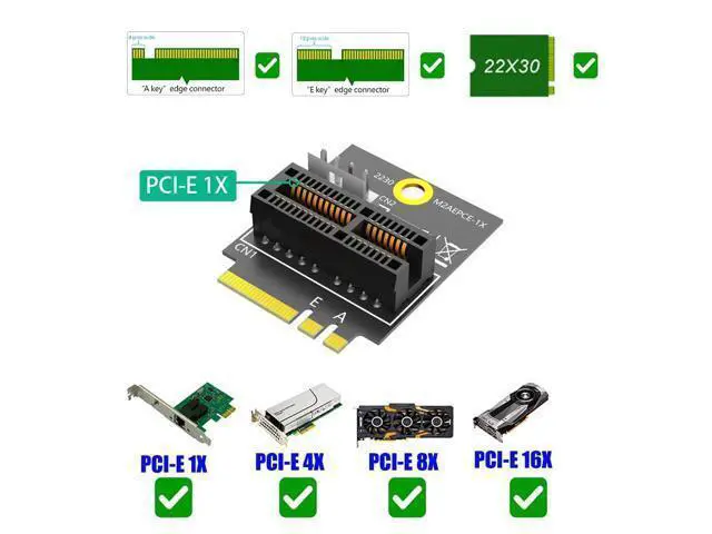 Alt view image 4 of 5 - Mustpoint New Version M.2(NGFF) Key A/A+E/E to PCI-E 1X Adapter