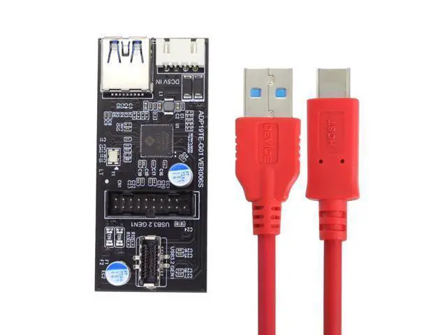 Alt view image 2 of 5 - NFHK Type-C USB-C & 19/20Pin Header to USB 3.0 20Pin & Type-E Dual Ports Female PCBA Type Adapter Splitter HUB 5Gbps