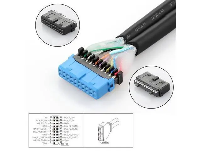 Alt view image 5 of 5 - NFHK Type-C USB-C & 19/20Pin Header to USB 3.0 20Pin & Type-E Dual Ports Female PCBA Type Adapter Splitter HUB 5Gbps