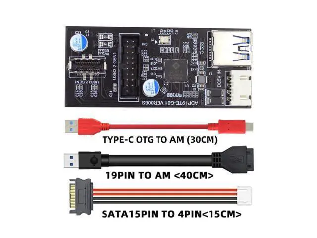 Alt view image 3 of 5 - NFHK Type-C USB-C & 19/20Pin Header to USB 3.0 20Pin & Type-E Dual Ports Female PCBA Type Adapter Splitter HUB 5Gbps