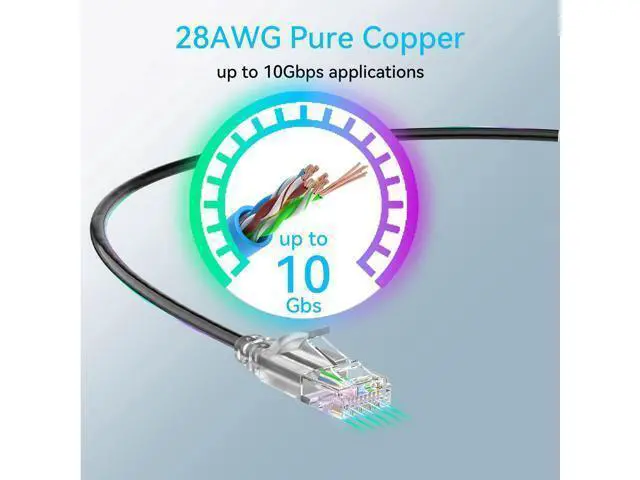 Alt view image 4 of 5 - Cat6a Ethernet Cable Slim 150ft Outdoor&Indoor, 28AWG Pure Copper Cat6 Internet Cable for Waterproof & Direct Burial, Flexible Cat6 Ethernet Cable 10G 550MHZ, Cat 6 Network cable for Indoor Black