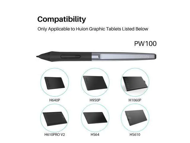 Alt view image 3 of 5 - HUION PW100 Battery-Free Stylus for Huion Inspiroy H640P H950P H1060P H610Pro V2 HS610 HS64 H420X H580X H610X Graphics Tablet