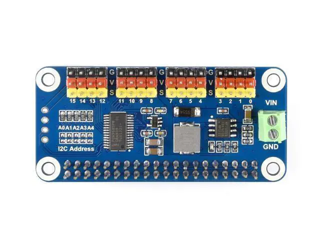 Alt view image 2 of 5 - Waveshare Servo Driver Hat for Raspberry Pi 3B+ 3B 2B Zero WH Zero W Zero 16 Channel PWM Outputs 12 Bit Resolution I2C Interface