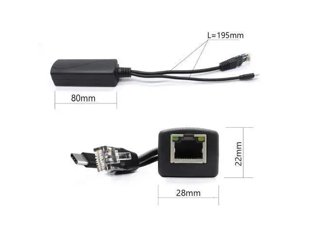 Alt view image 3 of 5 - ANVISION 2-Pack 5V Gigabit PoE Splitter, USB Type C, 48V to 5V 2.4A Adaper, IEEE 802.3af Compliant
