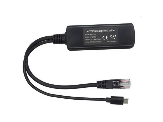 Alt view image 5 of 5 - ANVISION 2-Pack 5V Gigabit PoE Splitter, USB Type C, 48V to 5V 2.4A Adaper, IEEE 802.3af Compliant