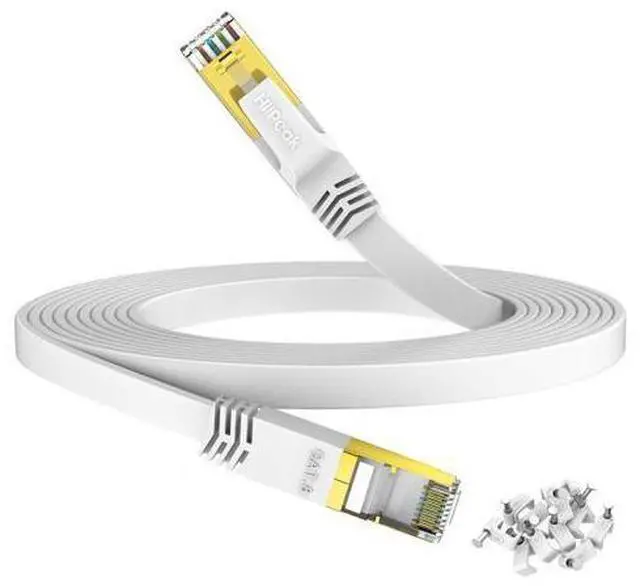 Main image of HiiPeak Cat 8 Ethernet Cable 50ft - Cat8 Flat Internet Cable High Speed LAN Patch Network Cables with RJ45 Gold Plated, Compatible with Cat5/Cat6/Cat7, White 50 ft