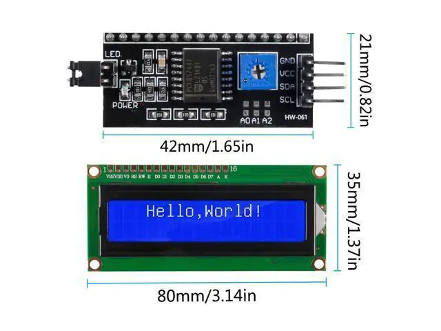 Alt view image 5 of 5 - hiBCTR 10 Pieces LCD1602 LCD Display Module 16X2 Character Row Blue Backlight LCD Module PCF8574T PCF8574 IIC I2C for Raspberry Pi Arduino STM32 DIY