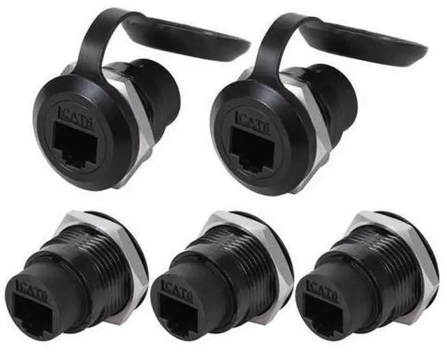 Main image of ANMBEST 5PCS RJ45 Panel Mount Connector, Cat6 8P8C Ethernet LAN Pass Through Cable Coupler Female to Female Extension Adapter with Waterproof/Dust Cap