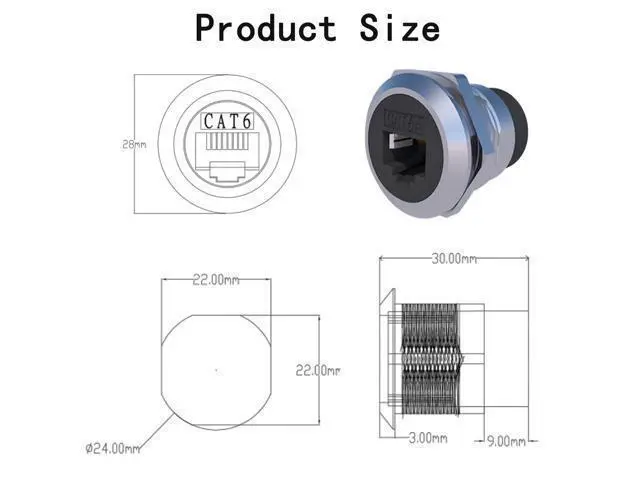 Alt view image 5 of 5 - ANMBEST 5PCS RJ45 Panel Mount Connector, Cat6 8P8C Ethernet LAN Pass Through Cable Coupler Female to Female Extension Adapter with Waterproof/Dust Cap