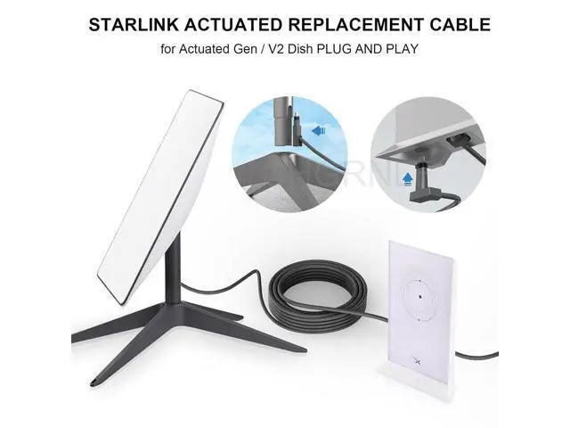 Alt view image 3 of 5 - CHGRNLF Gen 2 Cable for Starlink 10FT/3M, Replacement Cable for Star Link V2 Standard Actuated Kit Waterproof Grey