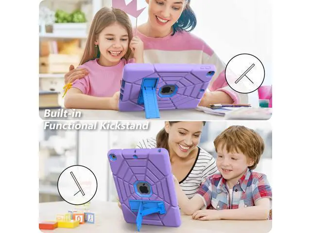 Alt view image 5 of 5 - Grifobes for iPad 9th Generation Case, for iPad 8th/7th Generation Case 2021/2020/2019, Heavy Duty Rugged Protective 10.2" Cover with Stand for iPad 9 8 7 Gen 10.2 inch Kid Girls (Purple+Blue)