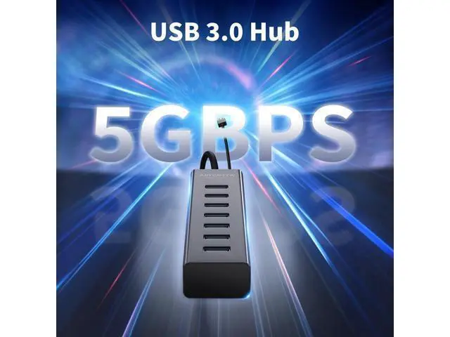 Alt view image 2 of 5 - ABFCRTTW 4Ft 7-Port USB 3.0 Hub for Desktop - Aluminium USB Extender Hub 5Gbps, USB Multiport Adapter, USB Splitter, USB Hub Long Cable for Desktop, PC, Flash Drive, Mobile HDD, Windows/XPS, 1.2m