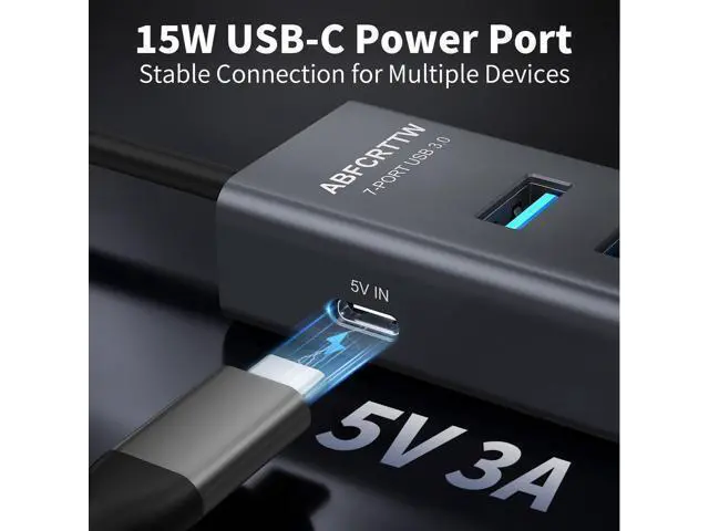 Alt view image 5 of 5 - ABFCRTTW 4Ft 7-Port USB 3.0 Hub for Desktop - Aluminium USB Extender Hub 5Gbps, USB Multiport Adapter, USB Splitter, USB Hub Long Cable for Desktop, PC, Flash Drive, Mobile HDD, Windows/XPS, 1.2m