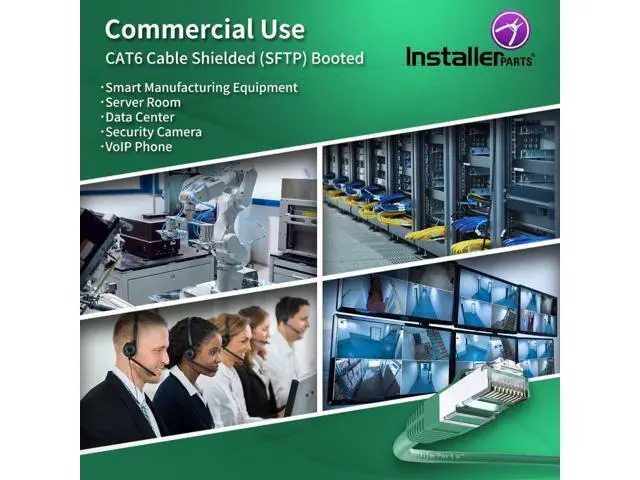 Alt view image 4 of 5 - InstallerParts (10 Pack Ethernet Cable CAT6 Cable Shielded (SSTP/SFTP) Booted 0.5 FT - Green - Professional Series - 10Gigabit/Sec Network/High Speed Internet Cable, 550MHZ