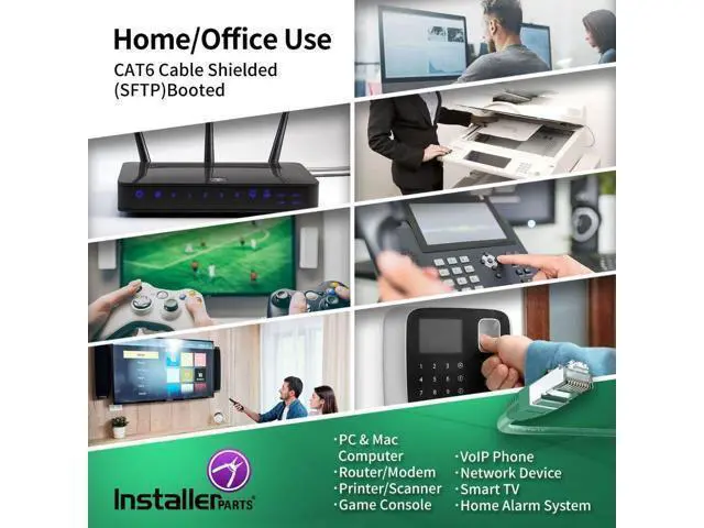Alt view image 5 of 5 - InstallerParts (10 Pack Ethernet Cable CAT6 Cable Shielded (SSTP/SFTP) Booted 0.5 FT - Green - Professional Series - 10Gigabit/Sec Network/High Speed Internet Cable, 550MHZ