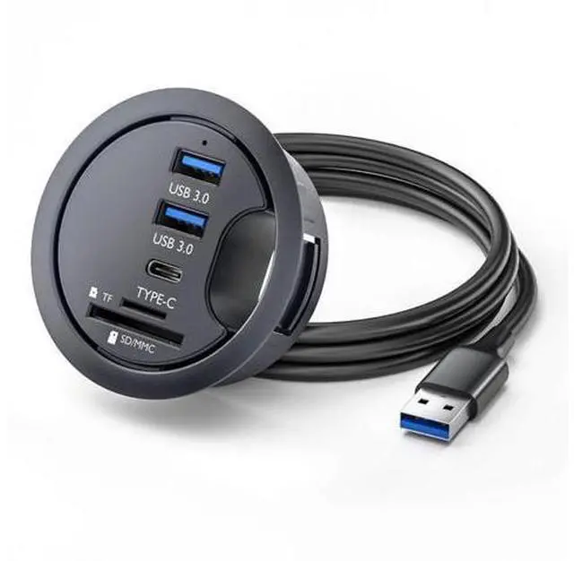 Main image of CY USB 3.0 Hub SD TF USB-C 2 Port USB 60mm Desk Grommet Splitter Dock Station Micro-SD Card Reader for Desktop PC