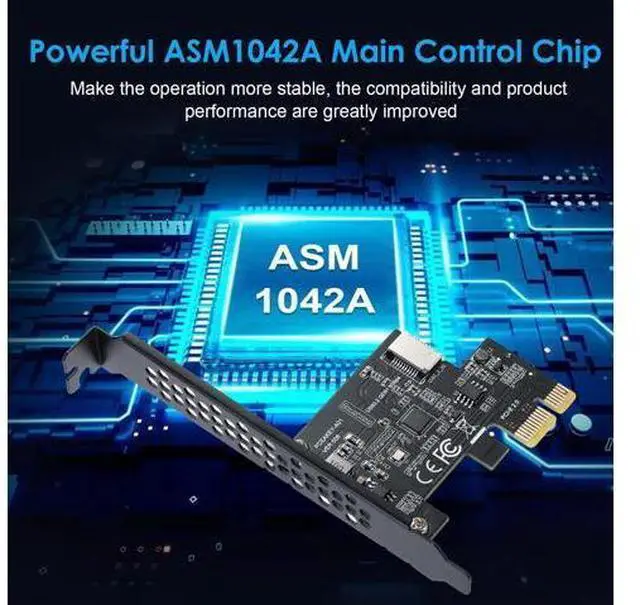 Alt view image 2 of 5 - BEYIMEI PCI-E 1X to USB 3.2 GEN1 5Gbps Type-E A-Key Expansion Card,Front Panel Type-C Interface for Desktop PC(ASM1042A)