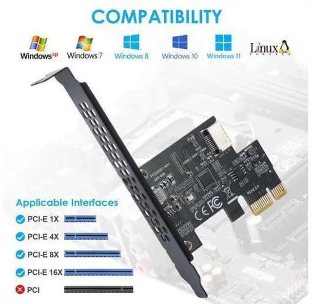 Alt view image 4 of 5 - BEYIMEI PCI-E 1X to USB 3.2 GEN1 5Gbps Type-E A-Key Expansion Card,Front Panel Type-C Interface for Desktop PC(ASM1042A)