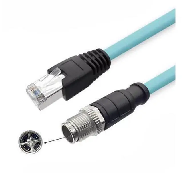 Main image of BOUUNCIY 3.28ft M12 8 Pin X Code Male to RJ45 Male High Flex Cat6 Ethernet Cable, M12 8 Pin to RJ45 Industrial Connector Cable Shielded Field Wireable Cable Assembly for Automation Application 1Meter