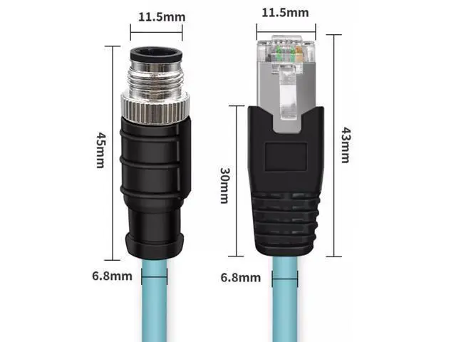 Alt view image 3 of 5 - BOUUNCIY 3.28ft M12 8 Pin X Code Male to RJ45 Male High Flex Cat6 Ethernet Cable, M12 8 Pin to RJ45 Industrial Connector Cable Shielded Field Wireable Cable Assembly for Automation Application 1Meter
