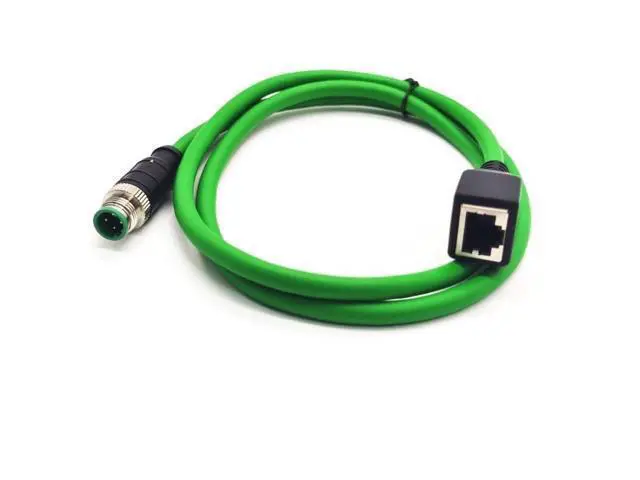 Alt view image 2 of 5 - 3.28ft M12 4 Pin to RJ45 Industrial Ethernet Cable, M12 4 Pin D Code Male to RJ45 Female Connector Cable High Flex Cat6 Shielded Field Wireable Cable Assembly for Automation Application 1Meter