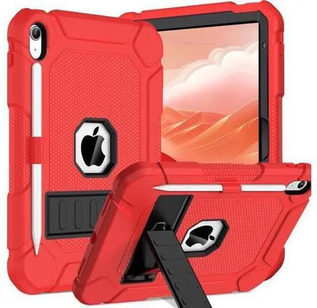 Main image of BMOUO Case for iPad (A16) 11th Generation 11 Inch 2025/iPad 10th Generation 10.9" 2022 - with Kickstand & Pencil Holder, Heavy Duty Shockproof Protective iPad 11th 10th Generation Case, Red