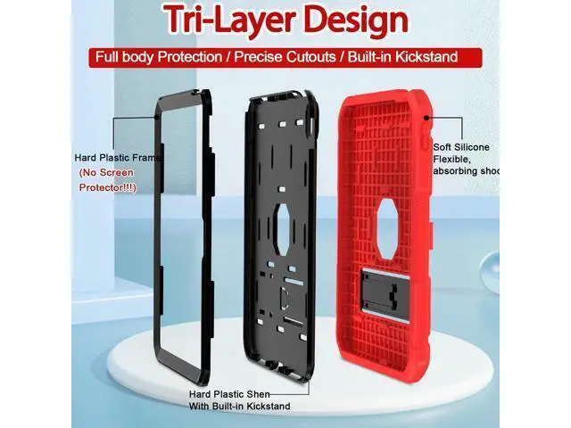 Alt view image 3 of 5 - BMOUO Case for iPad (A16) 11th Generation 11 Inch 2025/iPad 10th Generation 10.9" 2022 - with Kickstand & Pencil Holder, Heavy Duty Shockproof Protective iPad 11th 10th Generation Case, Red