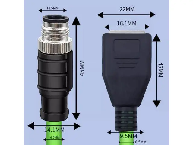 Alt view image 3 of 5 - 3.28ft M12 4 Pin to RJ45 Industrial Ethernet Cable, M12 4 Pin D Code Male to RJ45 Female Connector Cable High Flex Cat6 Shielded Field Wireable Cable Assembly for Automation Application 1Meter