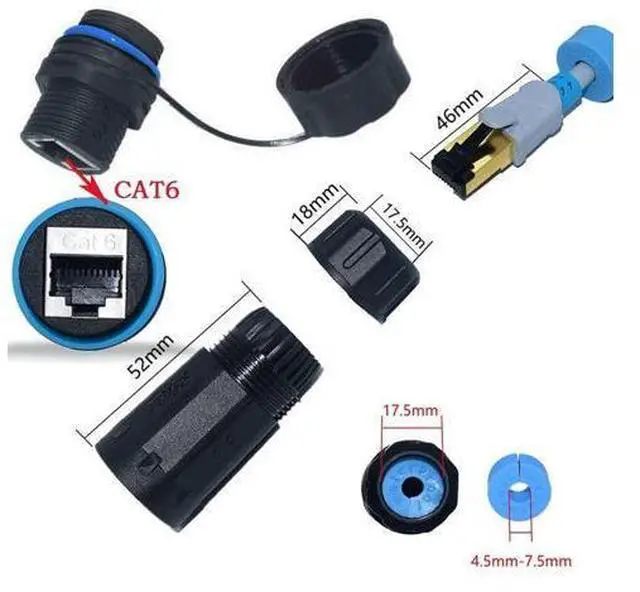 Alt view image 2 of 5 - ANMBEST 5PCS Shielded RJ45 Waterproof Panel Mount Connector IP68 Cat5/5e/6 8P8C Ethernet LAN Cable Coupler Female to Female Outdoor Network Adapter
