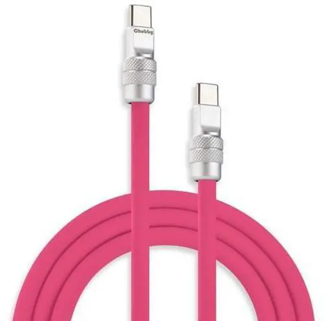 Main image of chubbycable Chubby 2.0 USB C 240W Fast Charging Cable Silicone Soft Durable USB C Cable Extra Thick Charger Cord Compatible with iPhone 17-15 Series iPad, Rose Red, Type-C to Type-C, 6.6FT