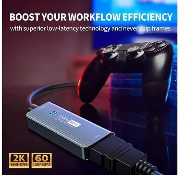 Alt view image 2 of 5 - Papeaso Video Capture Card, HDMI to USB C 3.0 Capture Card, 1080P 60FPS Video Capture Device, for Streaming, Teaching,Gaming, Video conferencing or Live Broadcasting