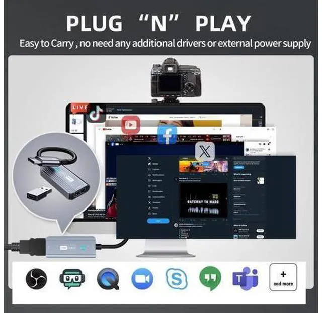 Alt view image 4 of 5 - Papeaso Video Capture Card, HDMI to USB C 3.0 Capture Card, 1080P 60FPS Video Capture Device, for Streaming, Teaching,Gaming, Video conferencing or Live Broadcasting