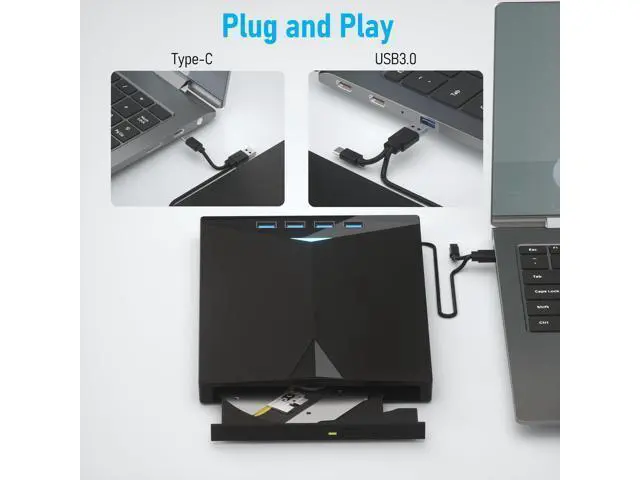 Alt view image 4 of 5 - External CD/DVD Drive for PC, Portable 7 in1 USB 3.0 CD Drive External Usb, CD Reader for PC CD Burner with 4 USB Ports and TF/SD Card Slots, External Dvd Burner for Windows 11/10/8/7/XP/Linux/MacOS