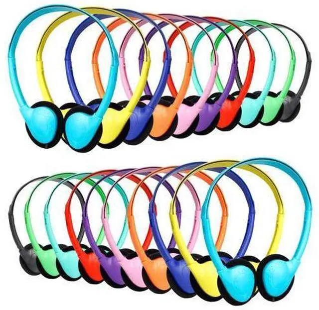 Main image of ZXQZYM Classroom Bulk Headphones 15 Pack for School Students Children Teen Boys Girls Wholesale Kids Wired Adjustable Headphones for Classroom 3.5mm Jack (10 Mix Color)