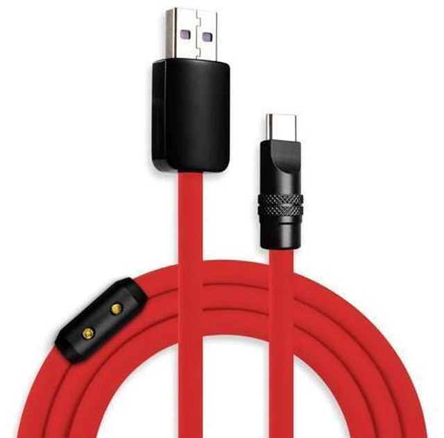 Main image of chubbycable Black Chubby Pro - Samurai Cable 120W USB-C Cable Silicone Fast Charging USB C Charger Cord Compatible with iPhone 17-15 Series iPad Galaxy Series, Red, USB-A to Type-C, 3.3FT