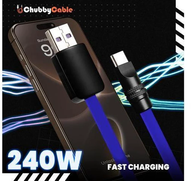 Alt view image 2 of 5 - chubbycable Black Chubby Pro - Samurai Cable 120W USB-C Cable Silicone Fast Charging USB C Charger Cord Compatible with iPhone 17-15 Series iPad Galaxy Series, Red, USB-A to Type-C, 3.3FT