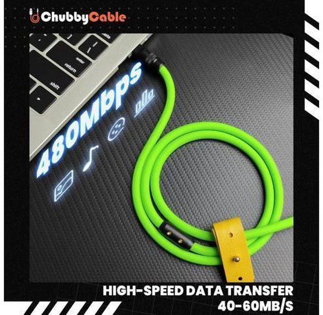 Alt view image 4 of 5 - chubbycable Black Chubby Pro - Samurai Cable 120W USB-C Cable Silicone Fast Charging USB C Charger Cord Compatible with iPhone 17-15 Series iPad Galaxy Series, Red, USB-A to Type-C, 3.3FT