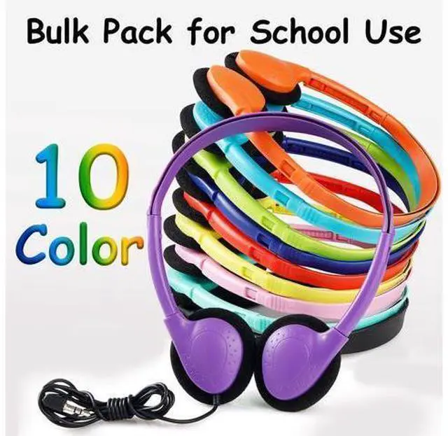 Alt view image 5 of 5 - ZXQZYM Classroom Bulk Headphones 15 Pack for School Students Children Teen Boys Girls Wholesale Kids Wired Adjustable Headphones for Classroom 3.5mm Jack (10 Mix Color)