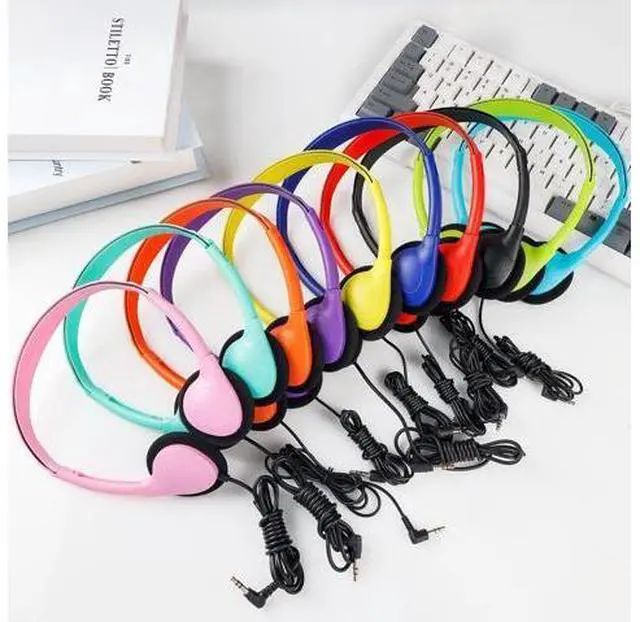 Alt view image 4 of 5 - ZXQZYM Classroom Bulk Headphones 15 Pack for School Students Children Teen Boys Girls Wholesale Kids Wired Adjustable Headphones for Classroom 3.5mm Jack (10 Mix Color)