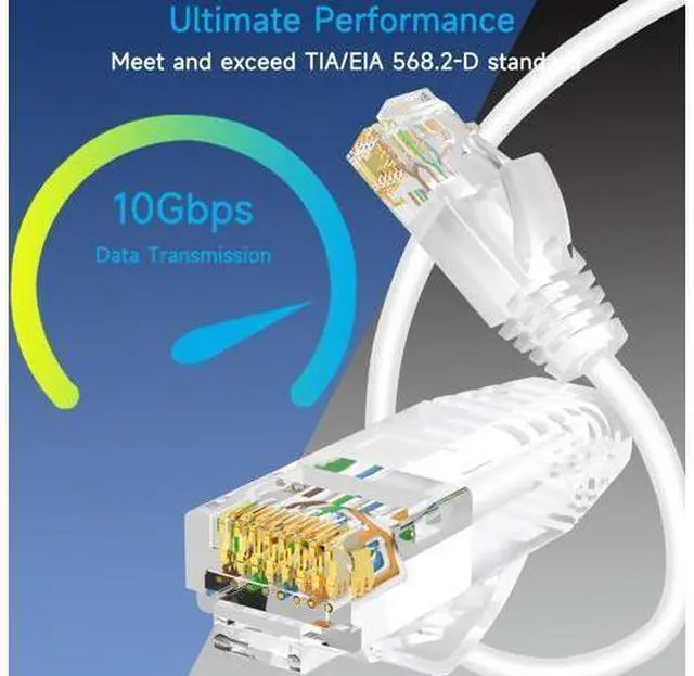 Alt view image 2 of 5 - Lysymixs Cat6a Slim Ethernet Patch Cable 1.5 ft (24 Pack), Cat6a Patch Cable for Data Centers, Cat 6 Patch Cable 10G, Network Patch Cables for Home and Enterprise Network -White
