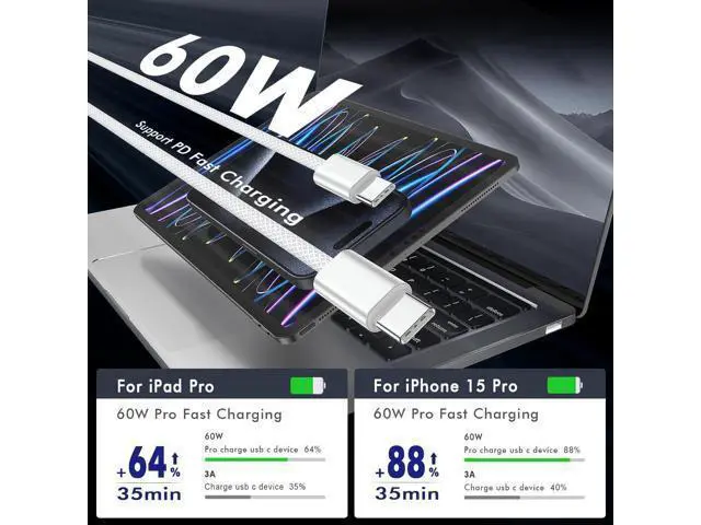Alt view image 2 of 5 - Cabepow 15 FT Extra Long USB C to USB C Cable,15FT iPhone17 16 15 Charger Cord,Long Apple Type C to C Cable 5M Fast Charging Cord for iPhone 17 Pro Max/17 Pro/16 Pro Max /15 Pro/16 Pro/iPad Pro
