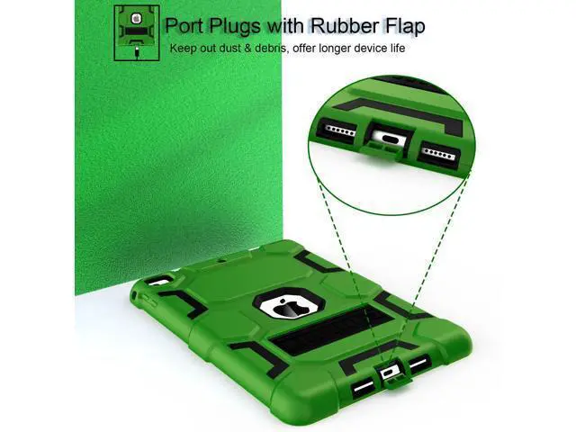 Alt view image 4 of 5 - CCMAO iPad 6th Generation Cases, iPad 5th Generation Case, iPad 9.7 Case, iPad Air 2 Case, Hybrid Shockproof Rugged Drop Protection Case Built with Kickstand for Kids Boys Girls, Green+Black