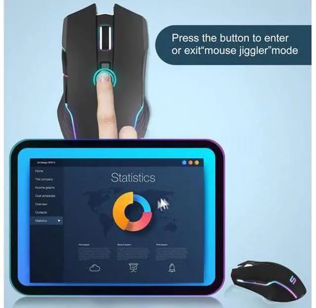 Alt view image 3 of 5 - Suteke Wireless USB C Mouse with Jiggler for Computer Mac Laptop, LED Wireless Rechargeable Mouse for MacBook Air Pro/iMac Desktop with Type C Adapter, Ergonomic, 5 Adjustable 3200 DPI, 7-Color LED