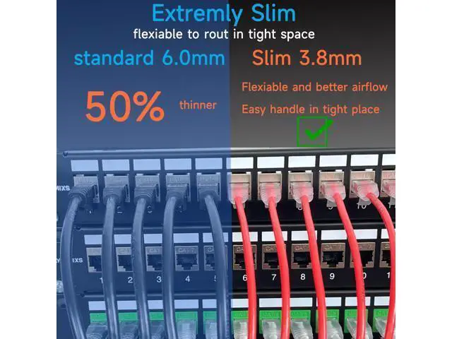 Alt view image 3 of 5 - Lysymixs Cat6a Slim Ethernet Patch Cable 2 ft (24 Pack), Cat6a Patch Cable for Data Centers, Cat 6 Patch Cable 10G, Network Patch Cables for Home and Enterprise Network -Black