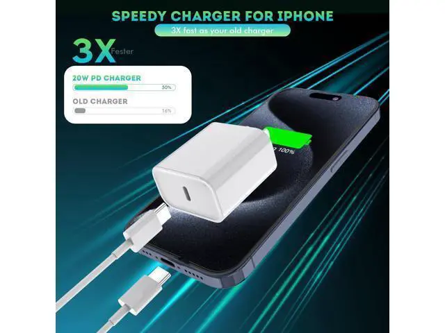 Alt view image 2 of 5 - iPhone 16 15 Charger Fast Charging,6FT Type C to USB C Cable Cord,20W USB C Charging Block for Apple iPhone 16/16 Plus/iPhone 15 Plus/15 Pro Max,iPad Pro 12.9/11 inch/Air/Mini,Wall Plug Power Adapter