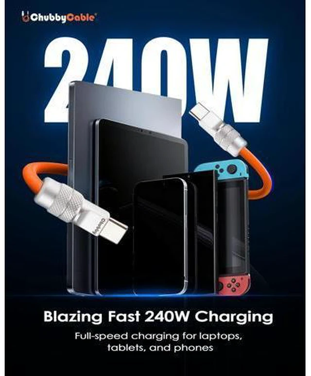 Alt view image 3 of 5 - chubbycable Cute Chubby 120W Short USB-C Cable Power Bank Fast Charging Cable Silicone Charger Cord Compatible with iPhone 17-15 Series iPad, Red+Red, USB-A to Type-C, 20 inch
