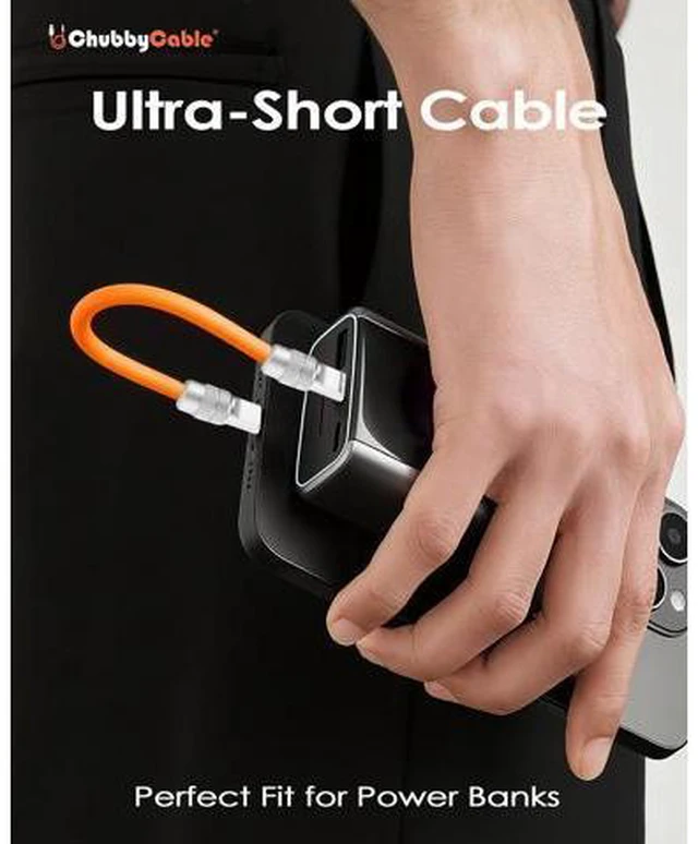 Alt view image 2 of 5 - chubbycable Cute Chubby 120W Short USB-C Cable Power Bank Fast Charging Cable Silicone Charger Cord Compatible with iPhone 17-15 Series iPad, Red+Red, USB-A to Type-C, 20 inch