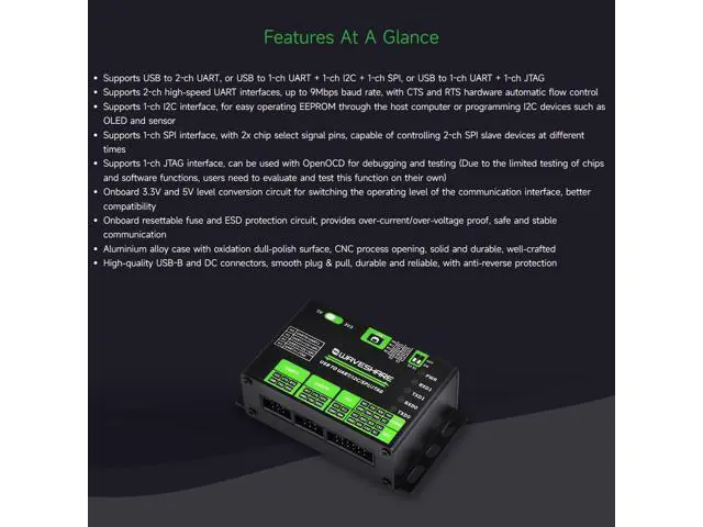 Alt view image 4 of 5 - Waveshare USB to UART/I2C/SPI/JTAG Converter, Supports Multiple Interfaces, Compatible with 3.3V and 5V, Multiple Systems Support, Support Linux (Only for Raspberry Pi)