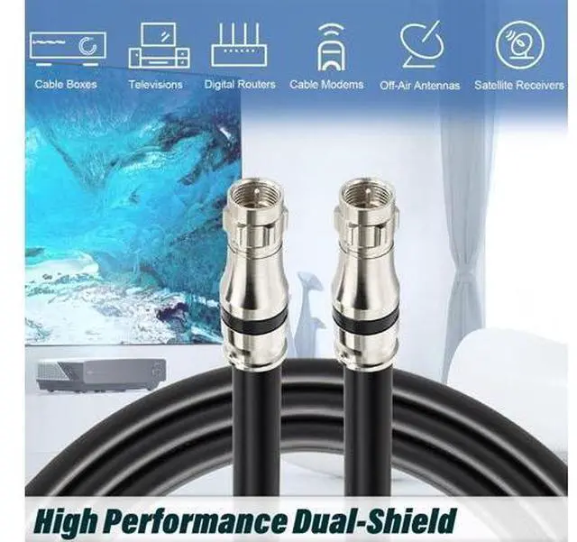 Alt view image 4 of 5 - MOOKEERF RG11 Coaxial Cable 15ft,Low Loss 14AWG RG11 Coax Cable 75ohm with F Type Connector High Definition for CATV,Satellite Dish,VHF/UHF,Radio,TV Antennas