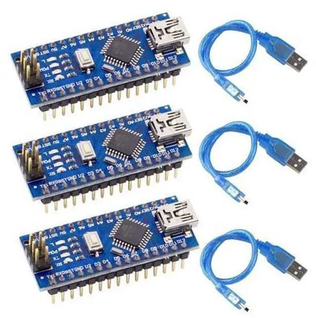 Main image of FainWan 3pcs Mini Nano V3.0, Nano Board ATmega328P CH340 5V 16MHZ Micro-Controller Board Compatible with Ar-duino IDE Mega2560 Rasp-Berry Pi (Nano x 3 with USB Cable)